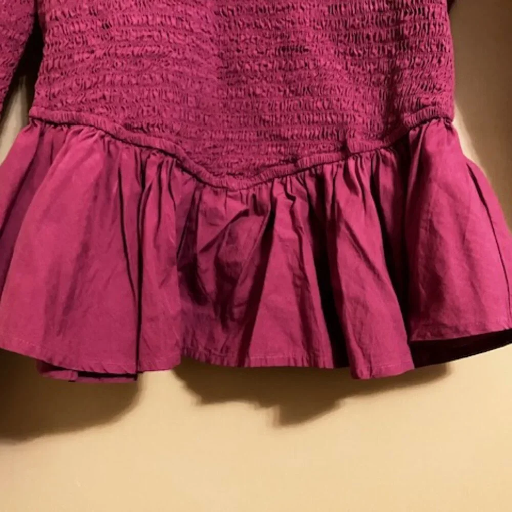 Free People Burgundy Red Peplum Top
